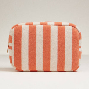 Terry Striped Pouch- Coral