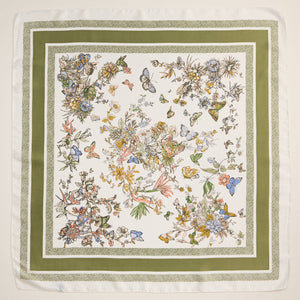 Floral Butterfly Print Scarf – Olive