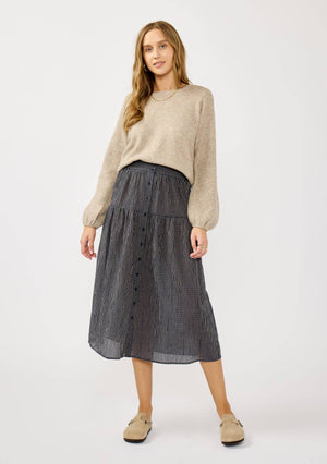 Checkered Gauze Button Down Skirt