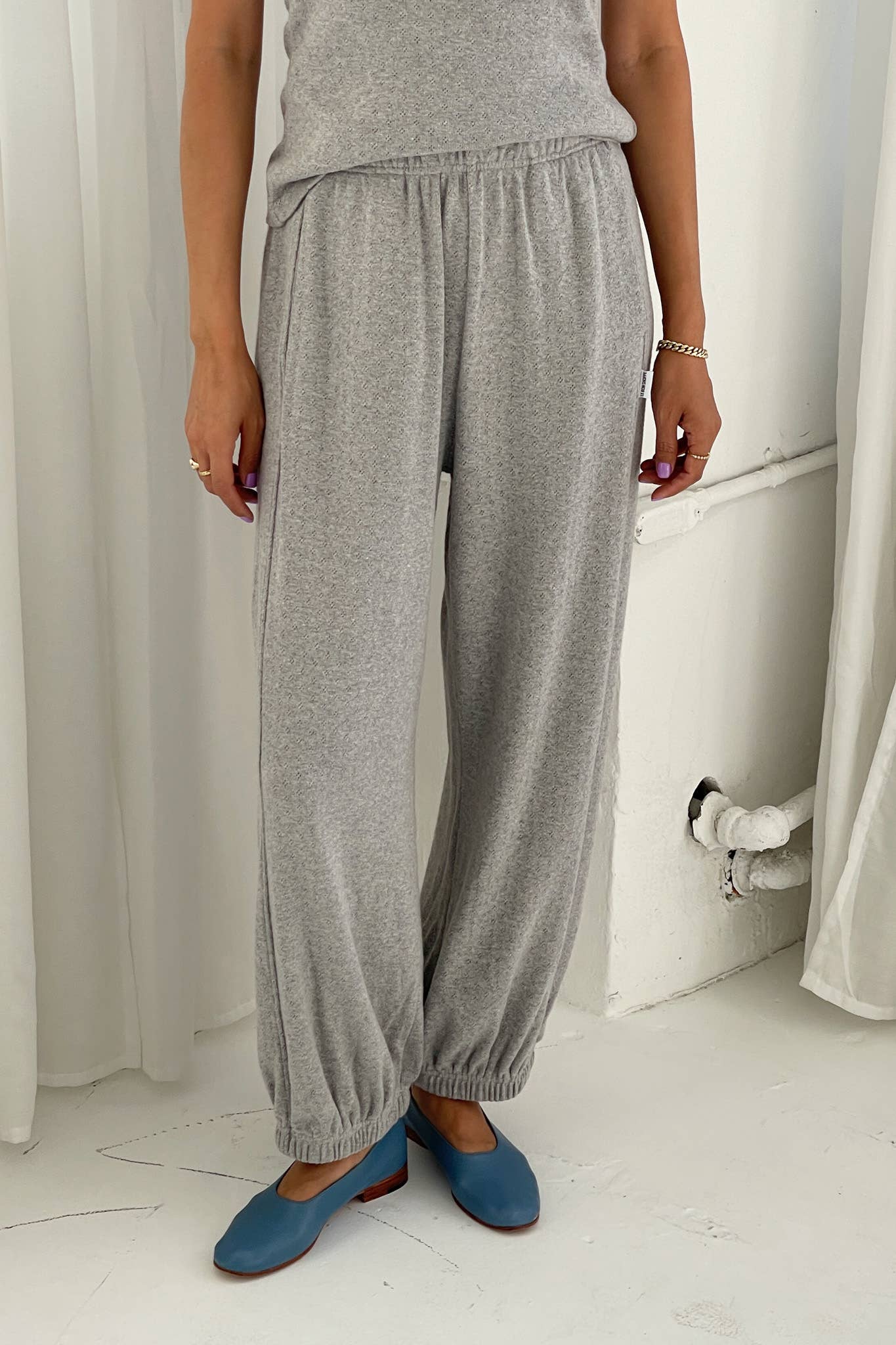 Pointelle Balloon Pants Heather Grey