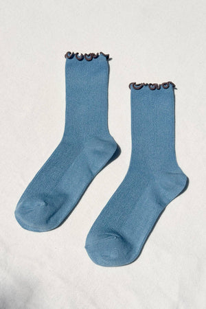 Ruffled Modal Socks Powder Blue