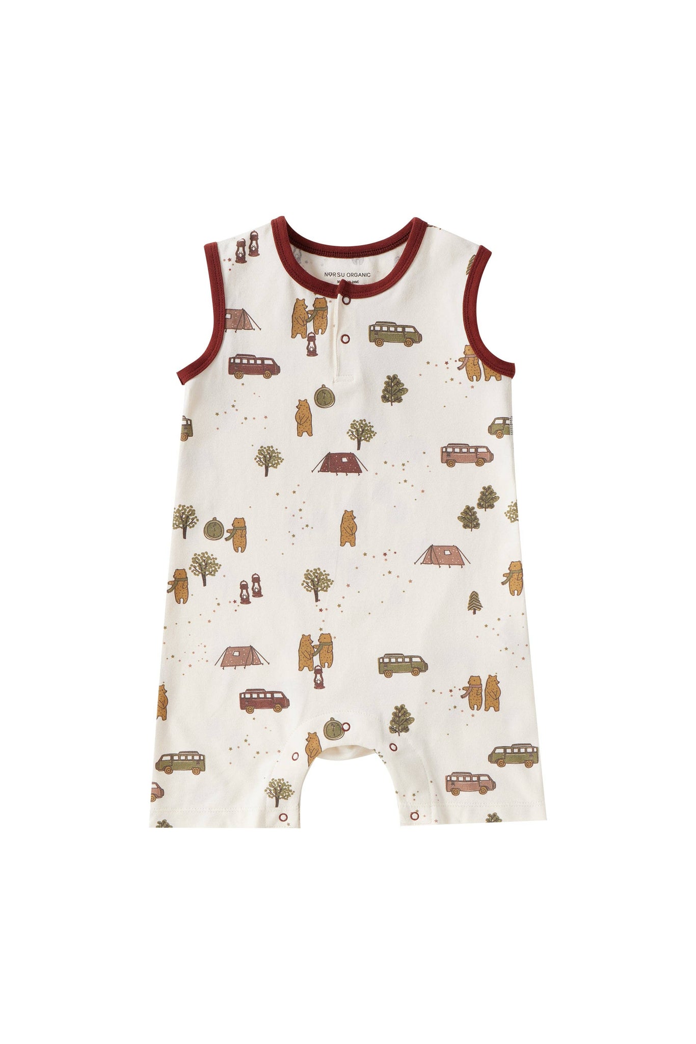 Baby Organic Cotton Tank Romper- Camping