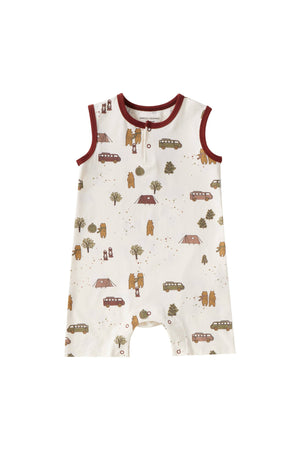 Baby Organic Cotton Tank Romper- Camping