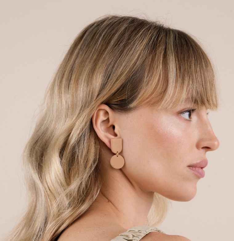 Circle Dome Clay Earrings - Desert