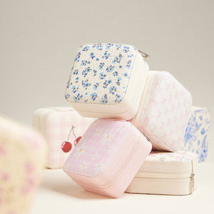 Blue Flower Pattern Jewelry Box -Travel Size