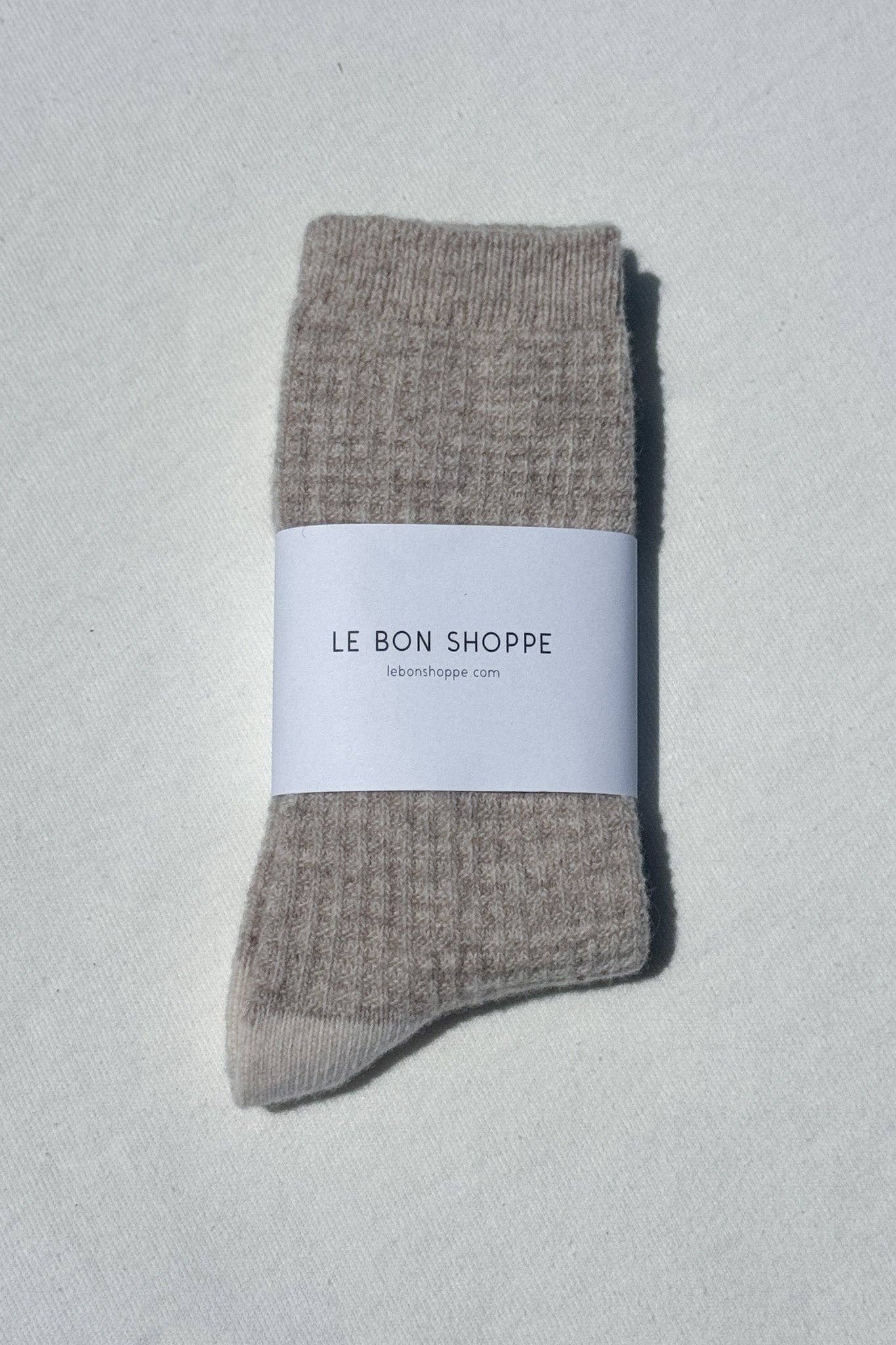 Wool Waffled Socks Stone/Cream