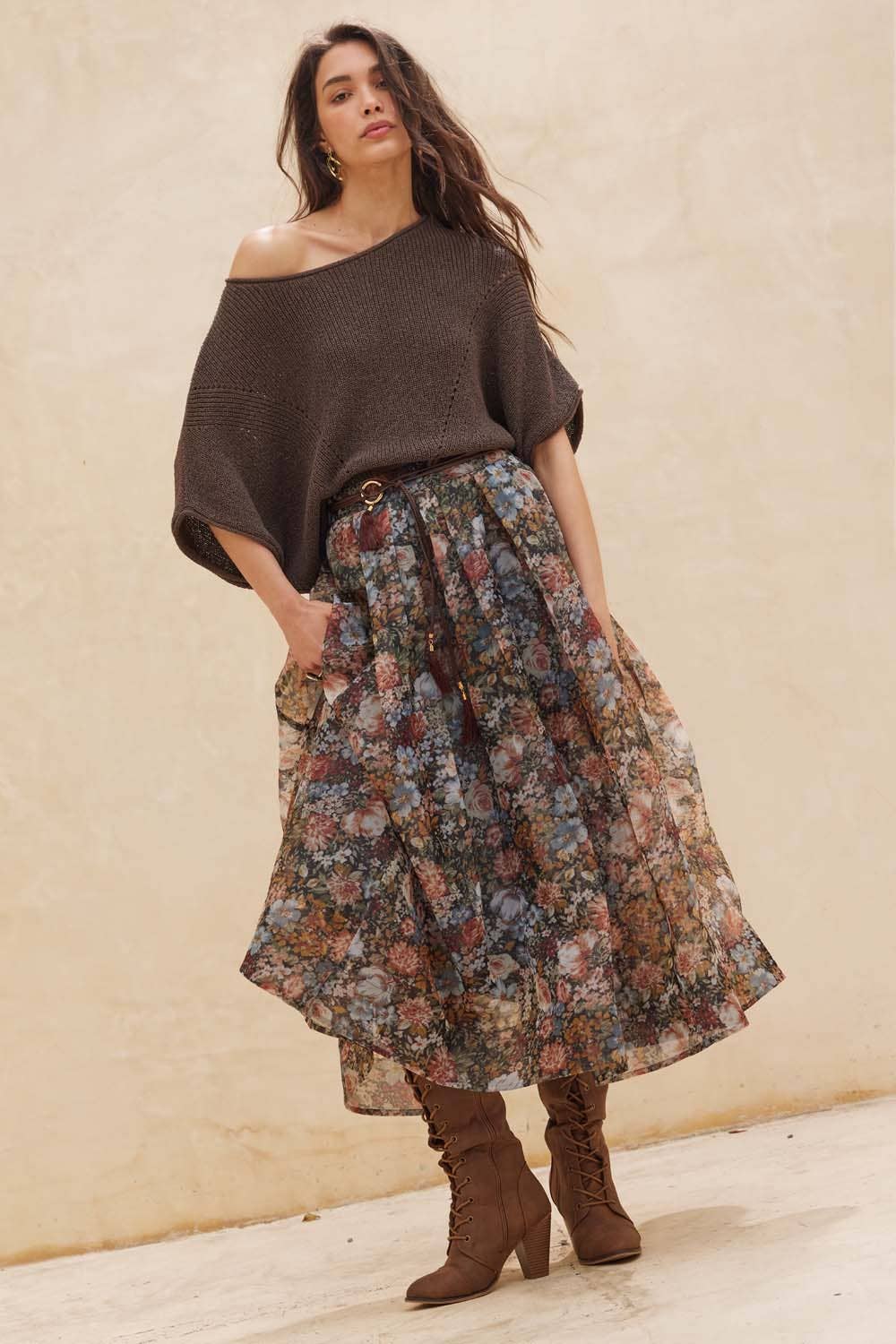 Francis Pleated Midi Skirt