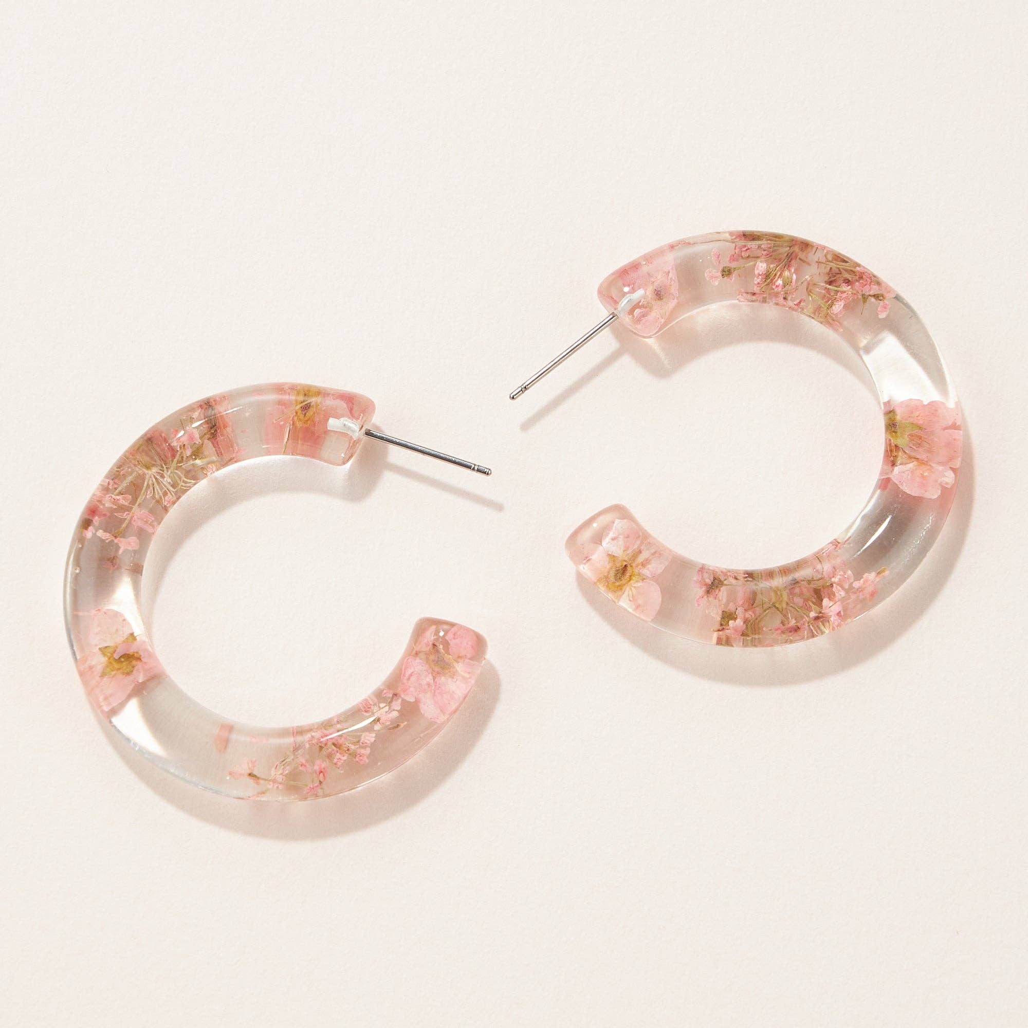 Pressed Flower Hoop Earrings