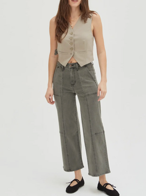 Lawson High Rise Relaxed Ankle Crop Jean, Olive Overdye