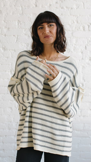 Evangeline Sweater Ivory/Grey