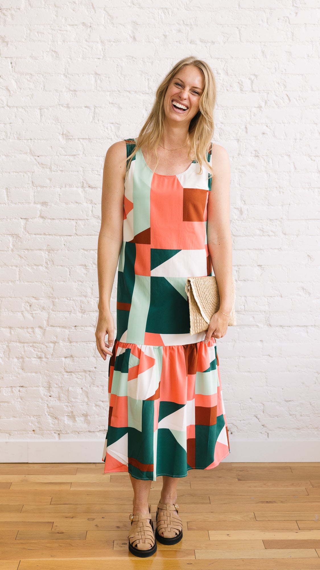 Geo Print Woven Maxi Dress