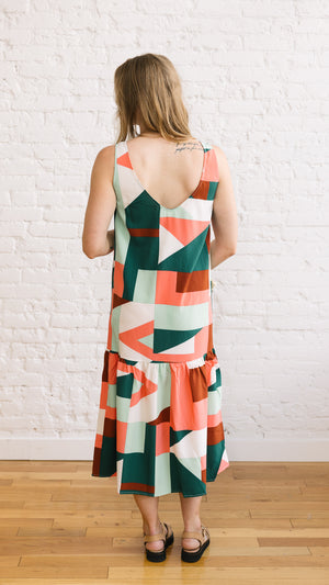 Geo Print Woven Maxi Dress