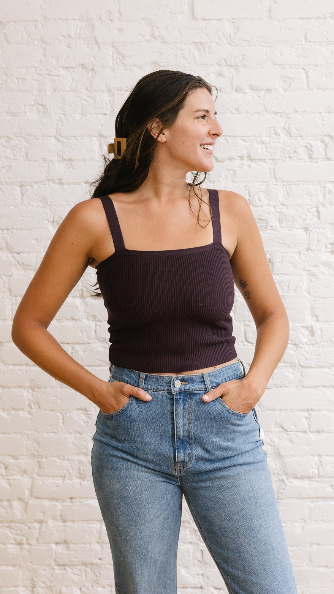 Aubree Knit Tank - Eggplant