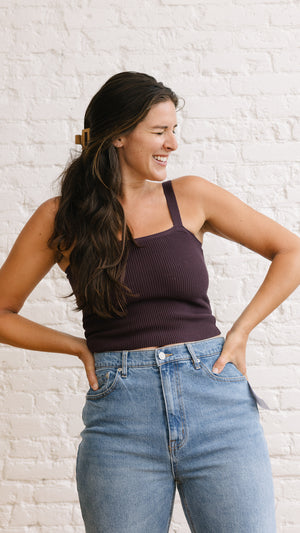 Aubree Knit Tank - Eggplant