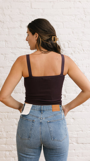 Aubree Knit Tank - Eggplant