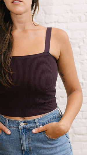 Aubree Knit Tank - Eggplant
