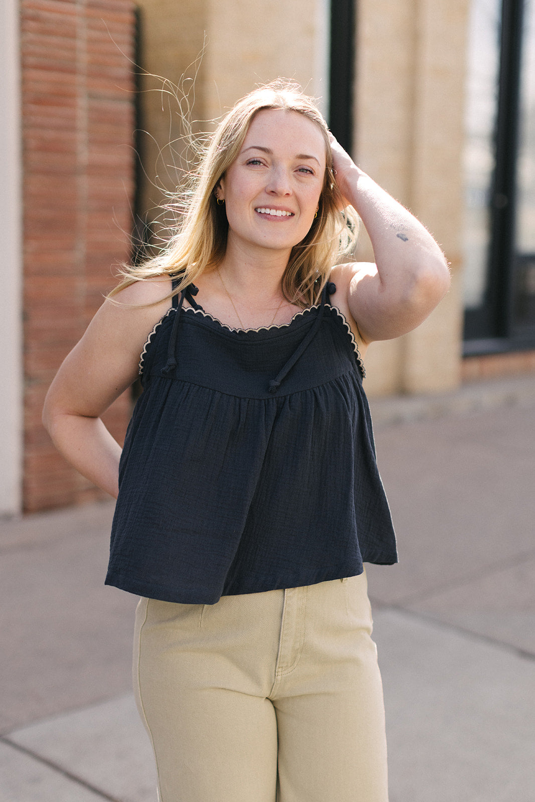 Scallop Gauze Tank