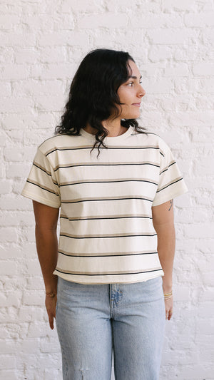 Katelin Tee Ivory/Black Stripe