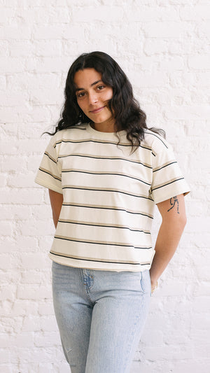 Katelin Tee Ivory/Black Stripe