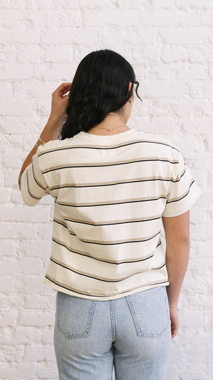 Katelin Tee Ivory/Black Stripe