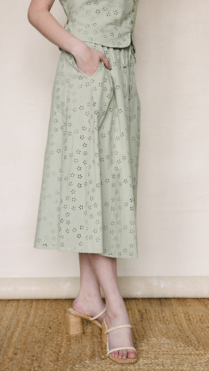 Sage Eyelet Skirt