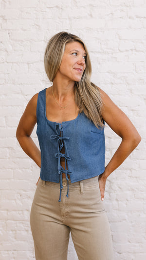 Denim Tie Top