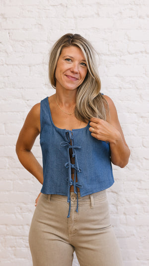 Denim Tie Top