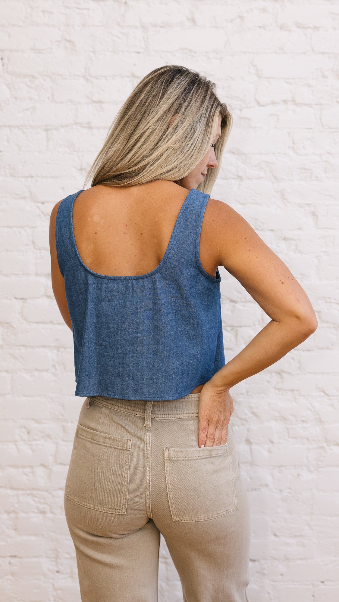 Denim Tie Top
