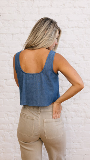 Denim Tie Top