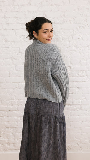 Checkered Gauze Button Down Skirt