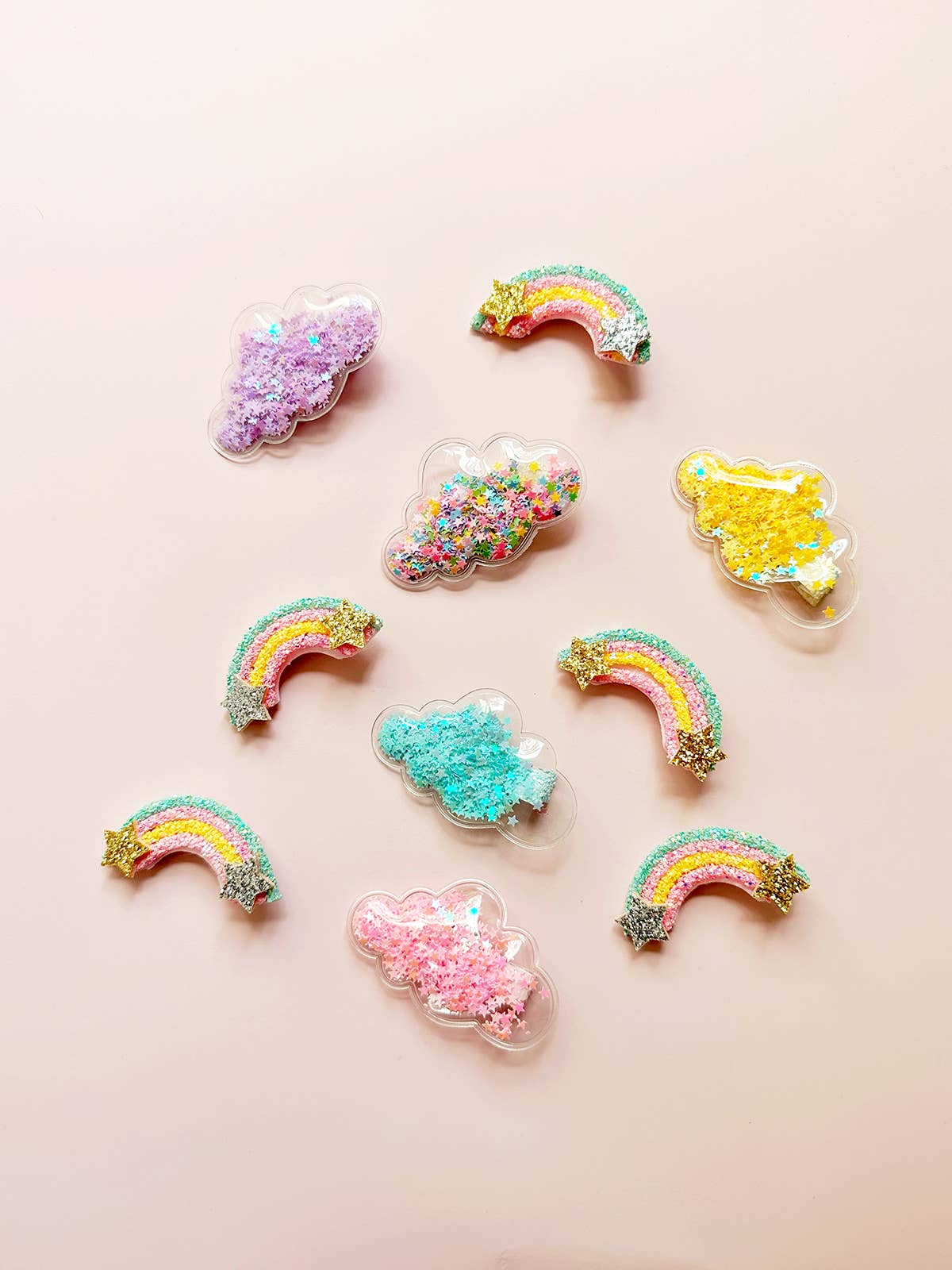 Cloud Shaped Sequin Star Shaker Alligator Clips Set