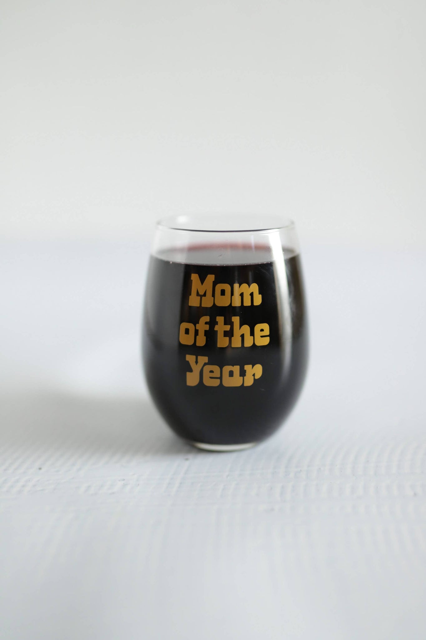 Pink Mom Of the Year Printed Stemless Wine Glass