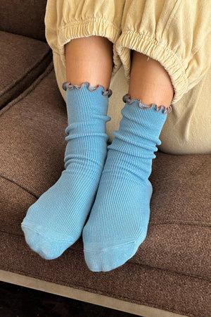 Ruffled Modal Socks Powder Blue