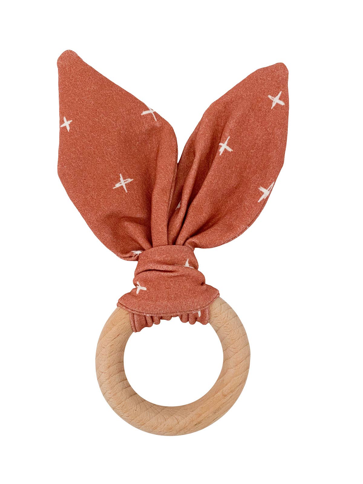 Crinkle Bunny Ears Teether- Rust