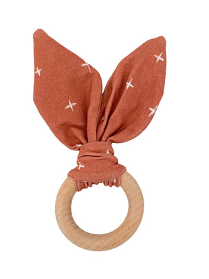 Crinkle Bunny Ears Teether- Rust