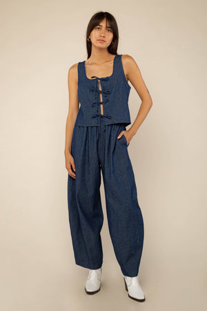 Denim Tie Top