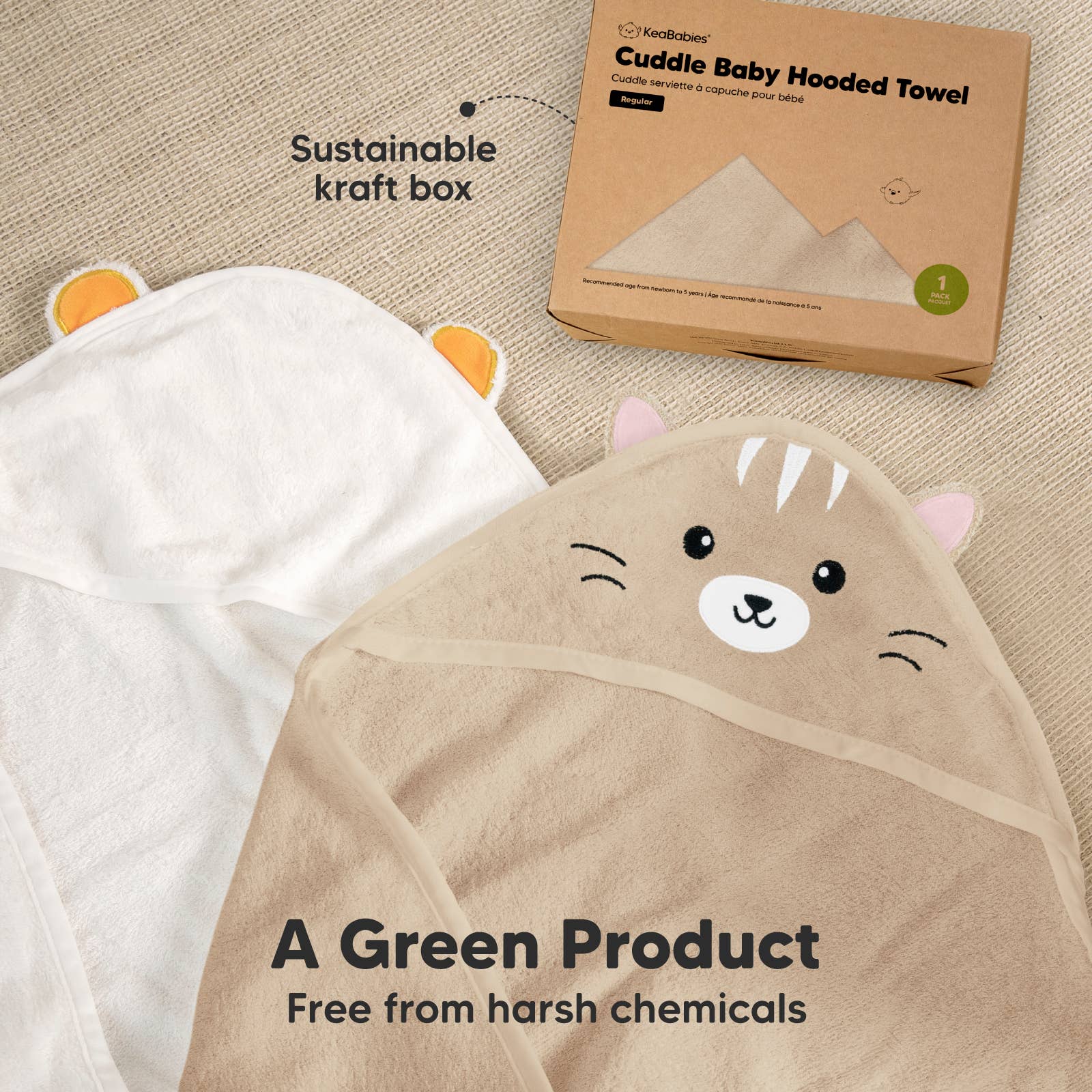 KeaBabies Cuddle Baby Hooded Towel