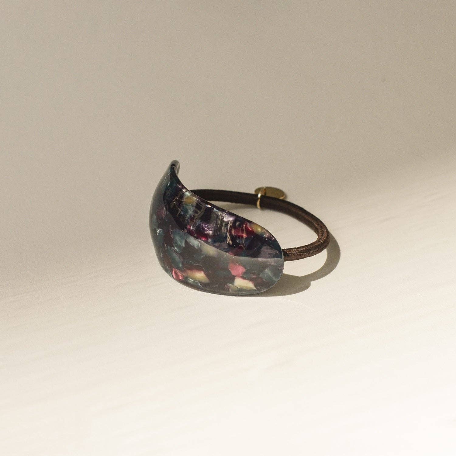 Curved Oval Resin Ponytail Hair Tie | Midnight Blue