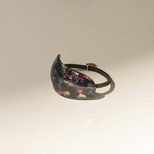Curved Oval Resin Ponytail Hair Tie | Midnight Blue