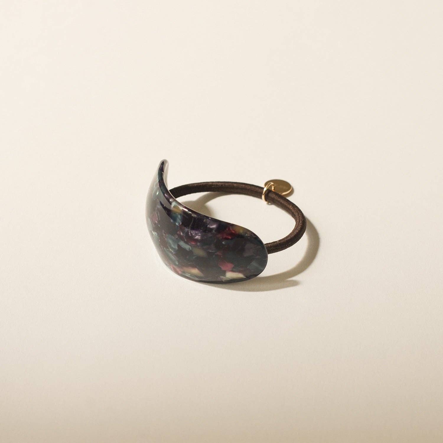 Curved Oval Resin Ponytail Hair Tie | Midnight Blue