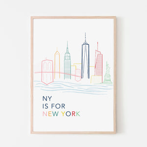 NY is for New York Skyline Art Print