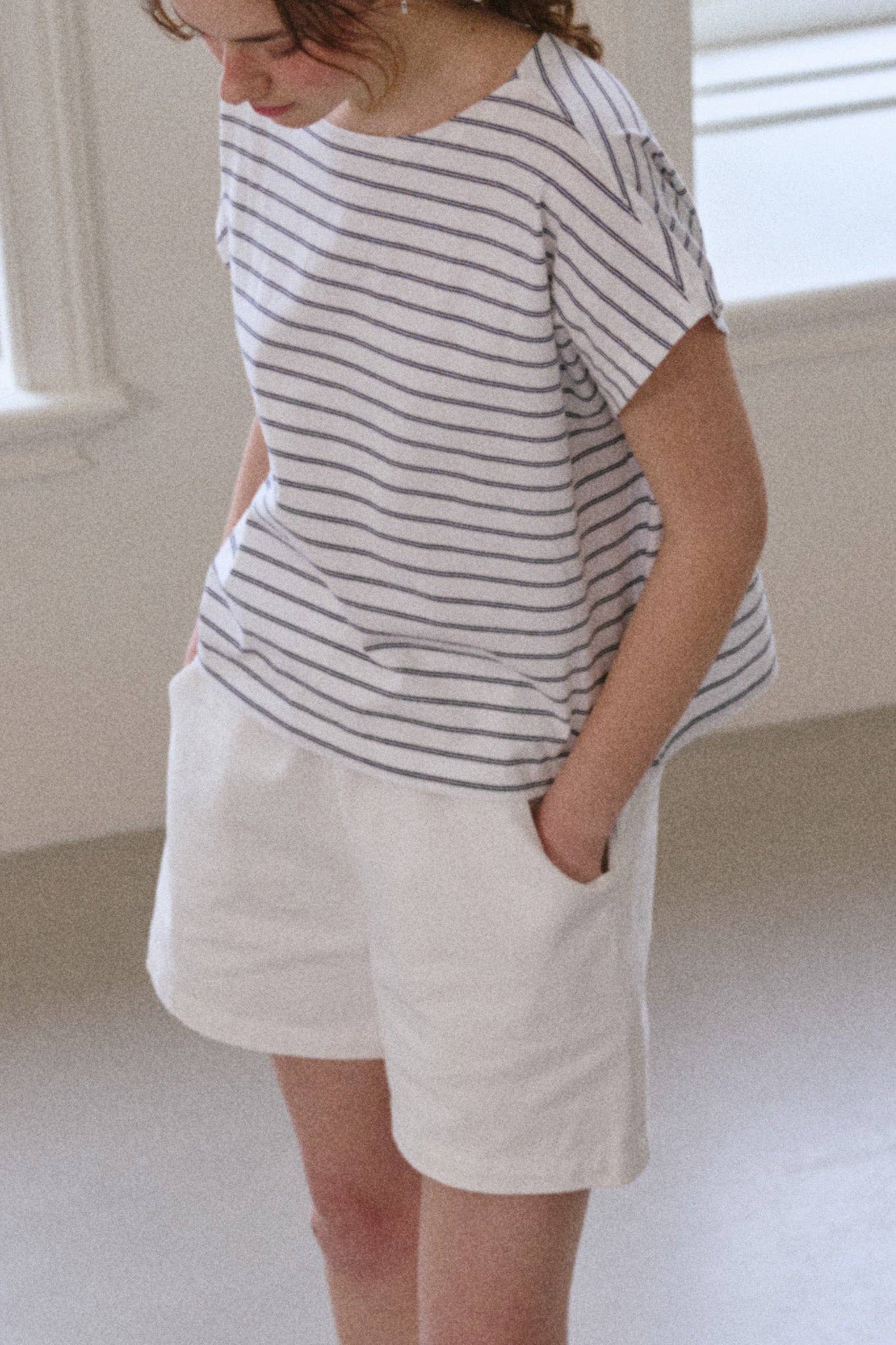 Chérie Tee White/Navy Stripe