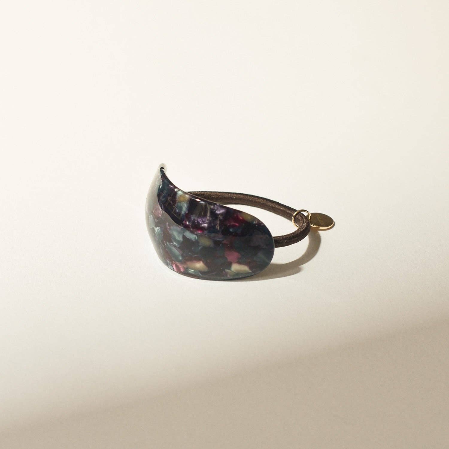 Curved Oval Resin Ponytail Hair Tie | Midnight Blue