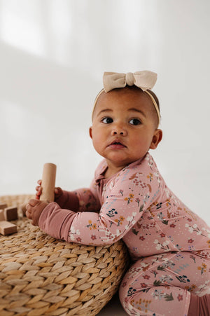 Long Sleeve Zip Romper Bamboo Unicorns