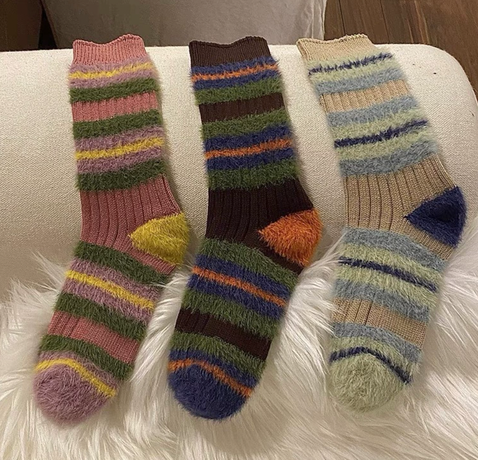 Cozy Stripe Fuzzy Socks