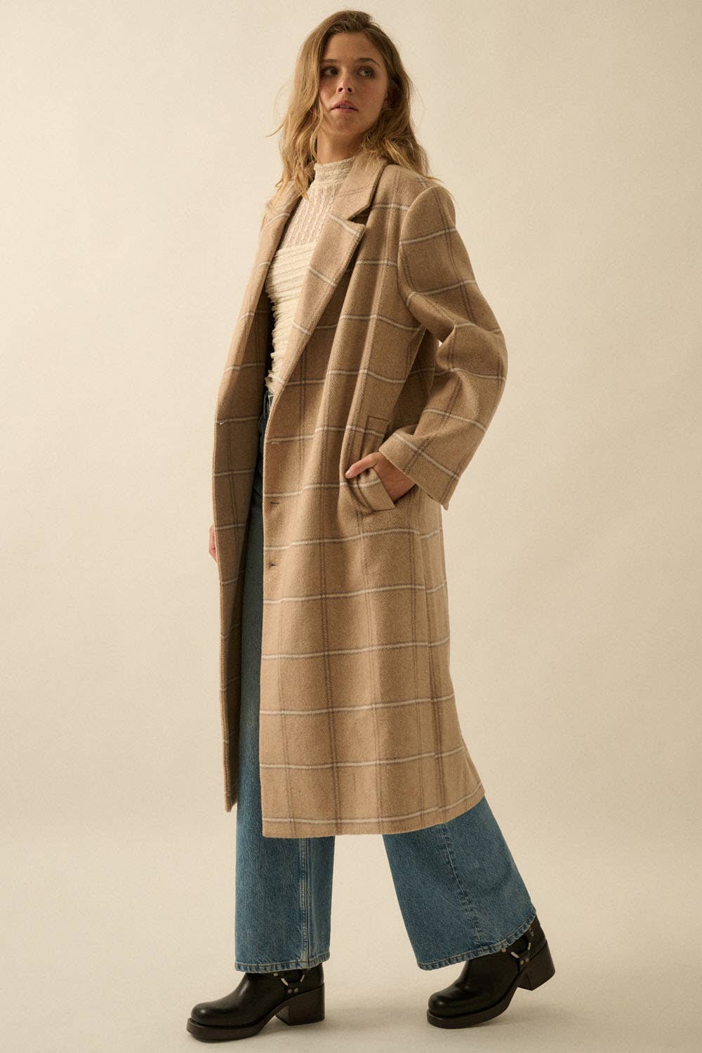 Polly Tweed Calf-Length Overcoat