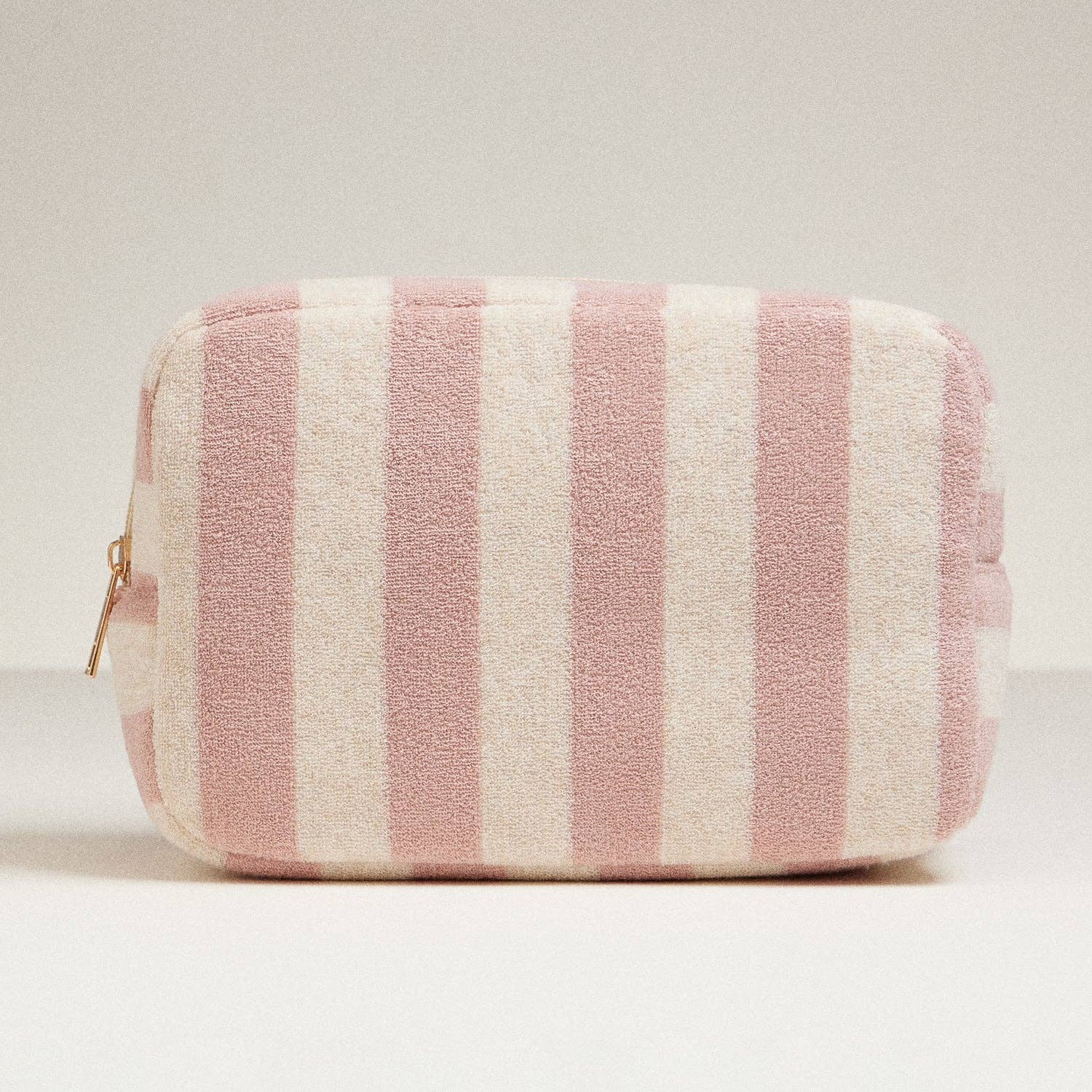 Terry Striped Pouch- Dark Pink