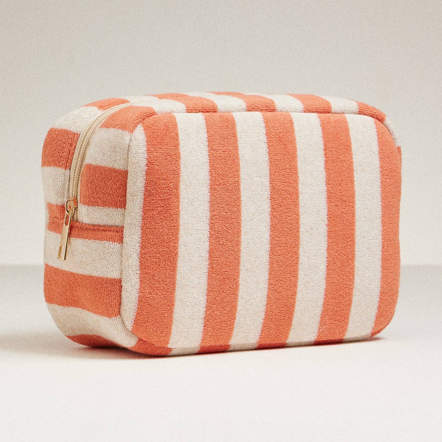 Terry Striped Pouch- Coral