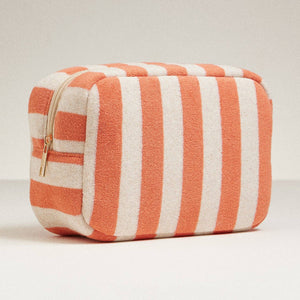 Terry Striped Pouch- Coral