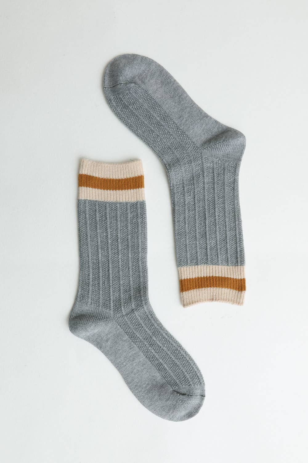 Cozy Retro Color Block Wool Crew Socks - Vintage Style